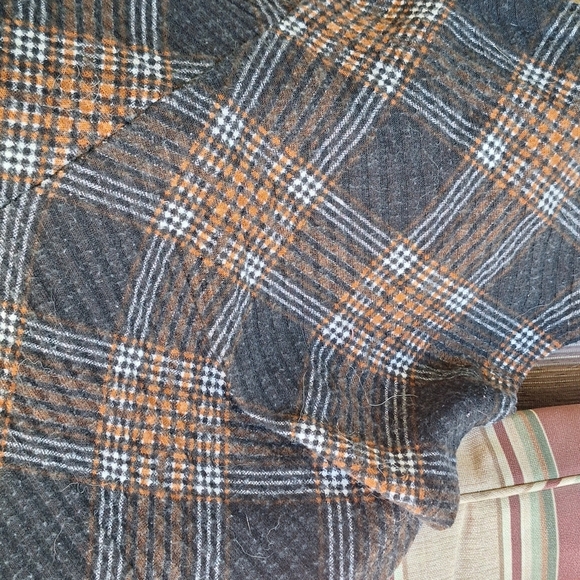 VTG Adrienne Vittadini Dress SzL  Ribbed Knit Lt Weight Plaid Drop Waist Logo - Picture 9 of 10